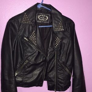 Black leather jacket with studs